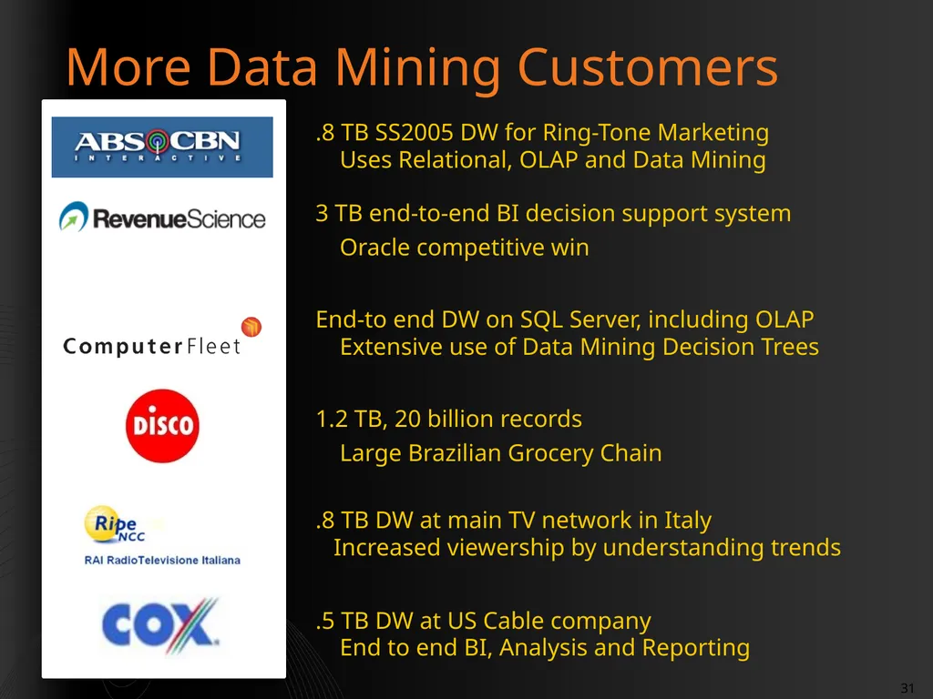 Introduction to Data Mining Rafal Lukawiecki - slide 31 of 33