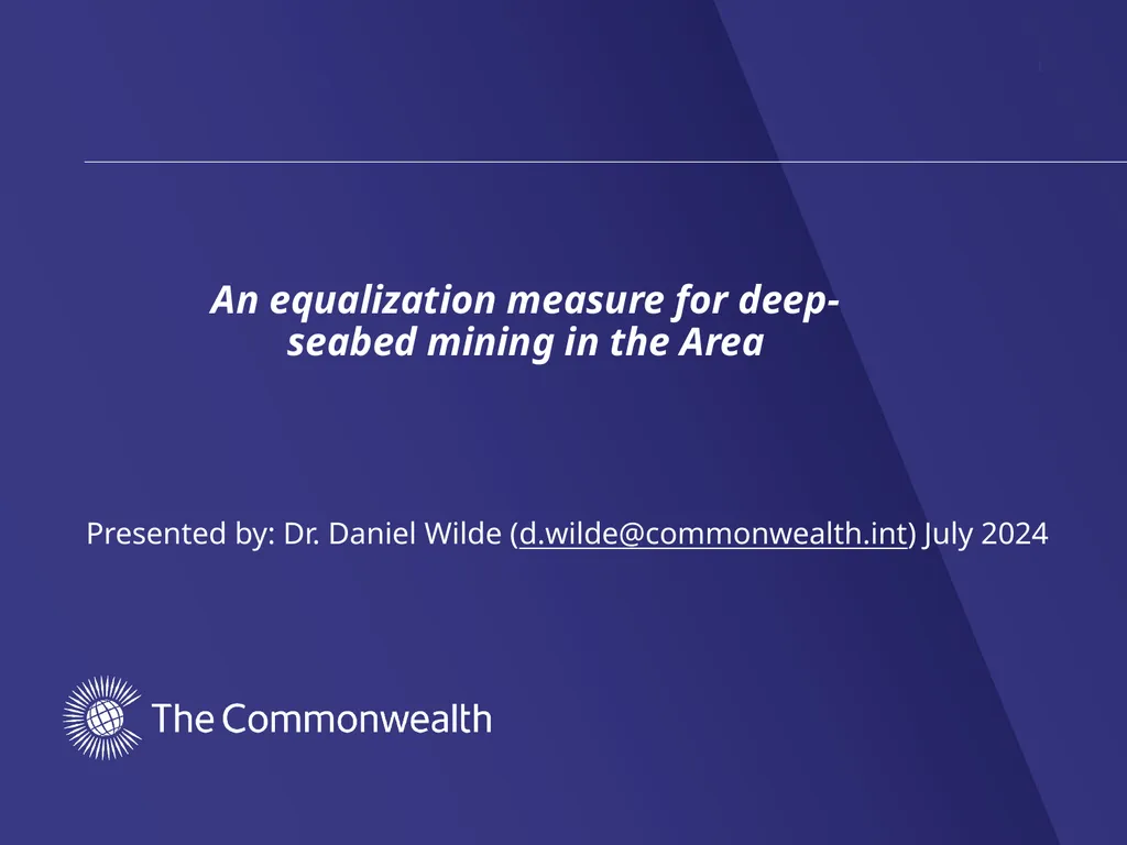 An equalization measure for deep-seabed mining in - slide 1 of 16
