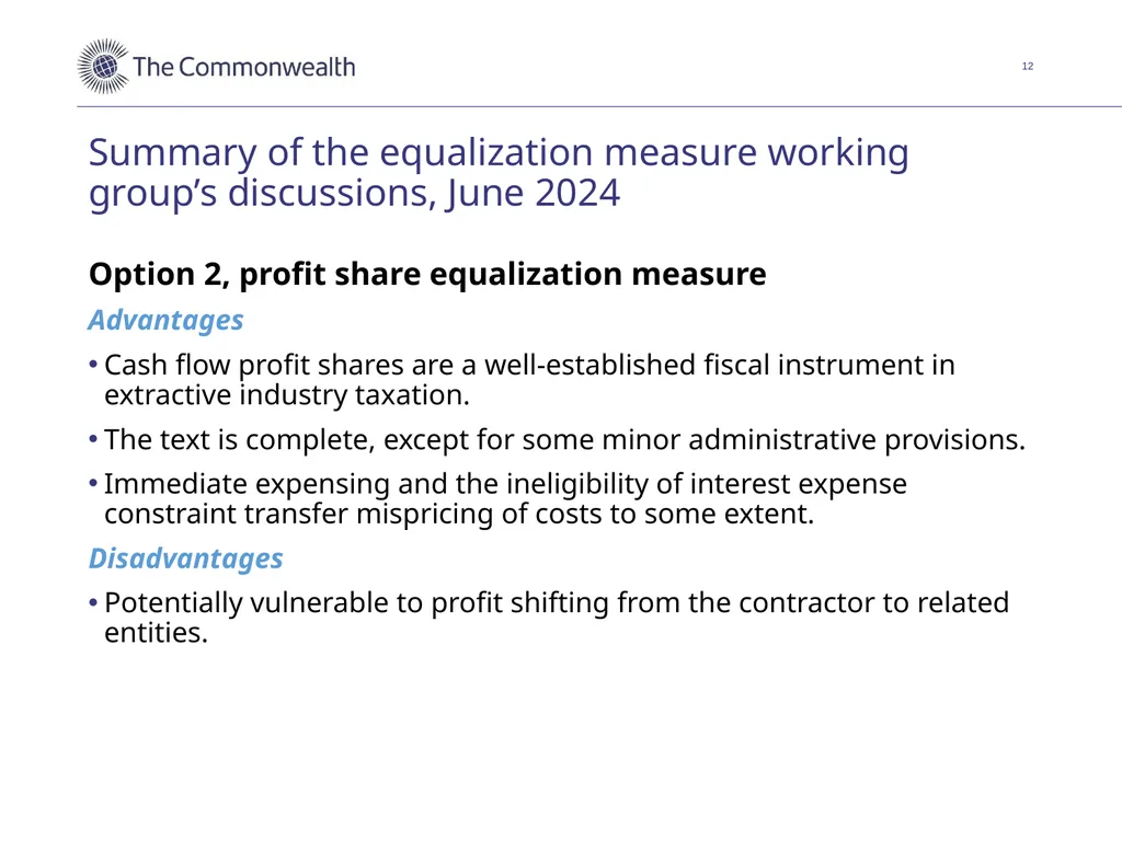 An equalization measure for deep-seabed mining in - slide 12 of 16