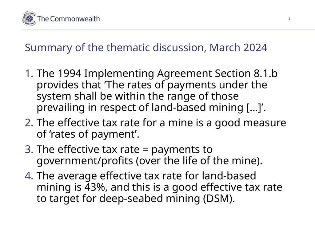 An equalization measure for deep-seabed mining in - slide 2 of 16