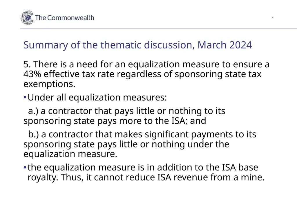 An equalization measure for deep-seabed mining in - slide 4 of 16