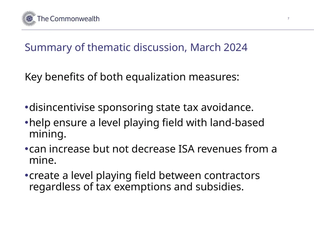 An equalization measure for deep-seabed mining in - slide 7 of 16