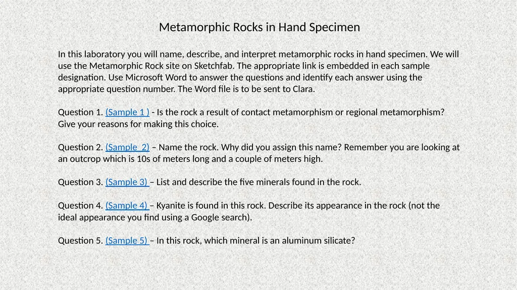 Metamorphic Rocks in Hand Specimen In this - slide 1 of 4