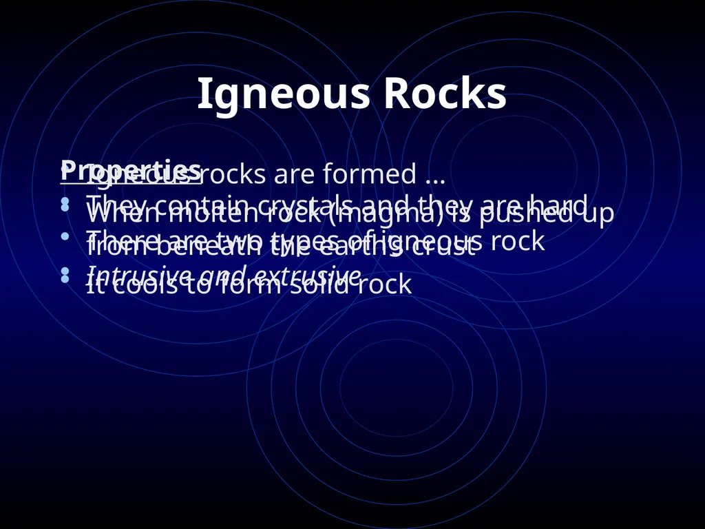 Rocks Rocks There are 3 types of rocks. Igneous, - slide 7 of 10