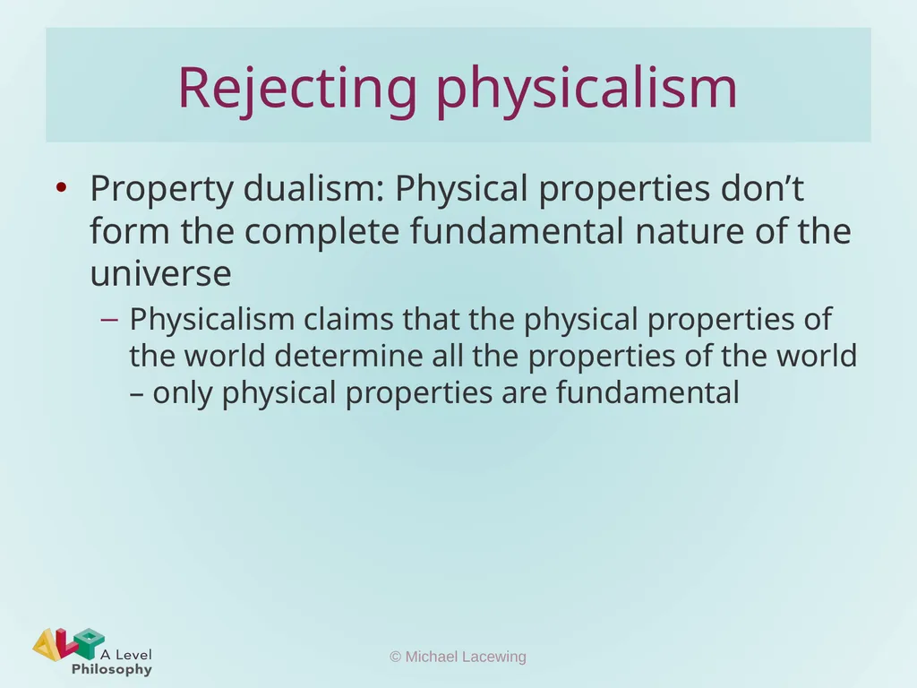 The knowledge argument Michael Lacewing - slide 4 of 12