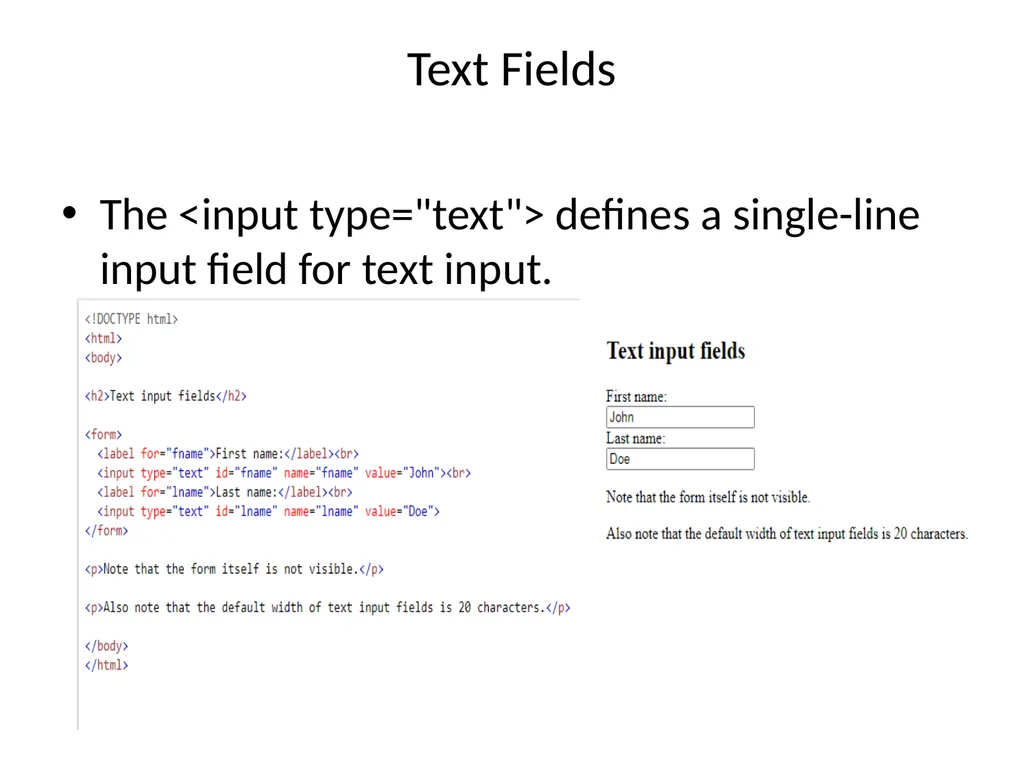HTML Forms HTML FORM An HTML form is used to - slide 4 of 9