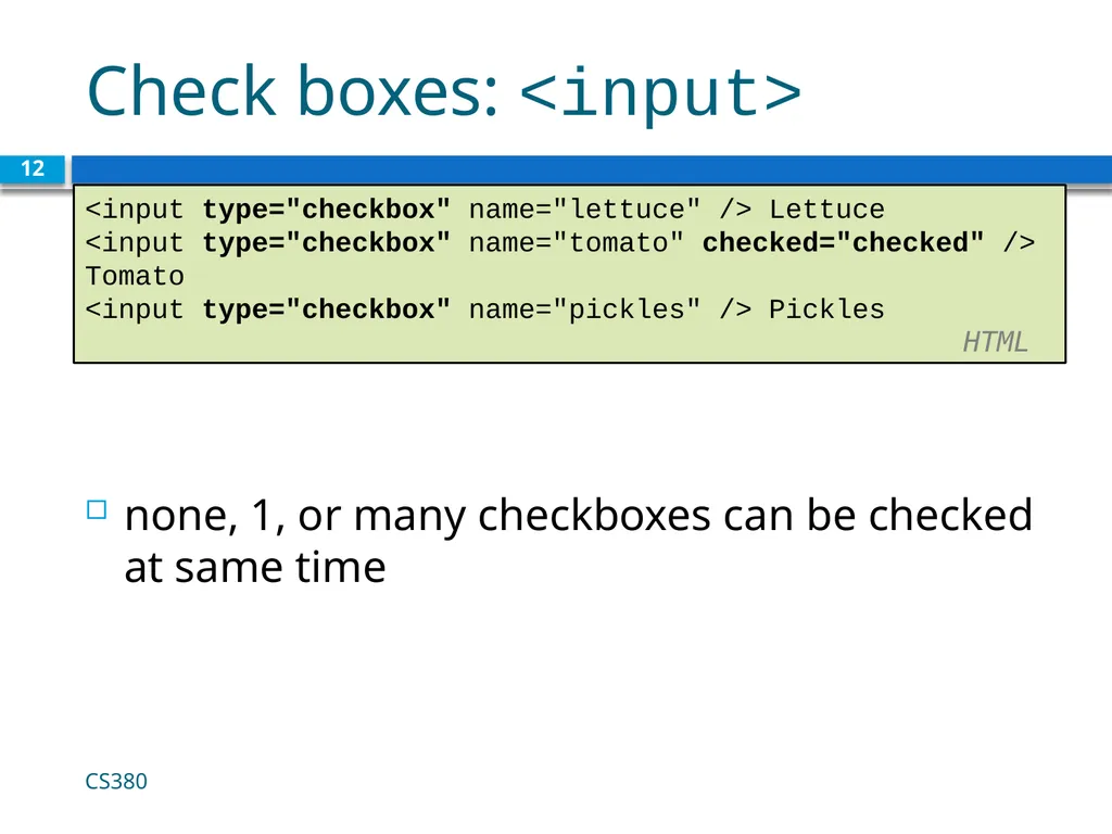Form Basics CS380 1 Web Data Most interesting web - slide 12 of 17