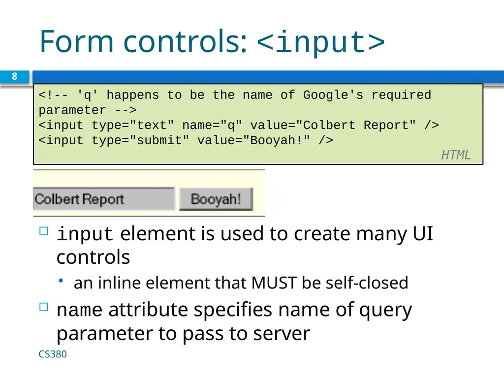 Form Basics CS380 1 Web Data Most interesting web - slide 8 of 17