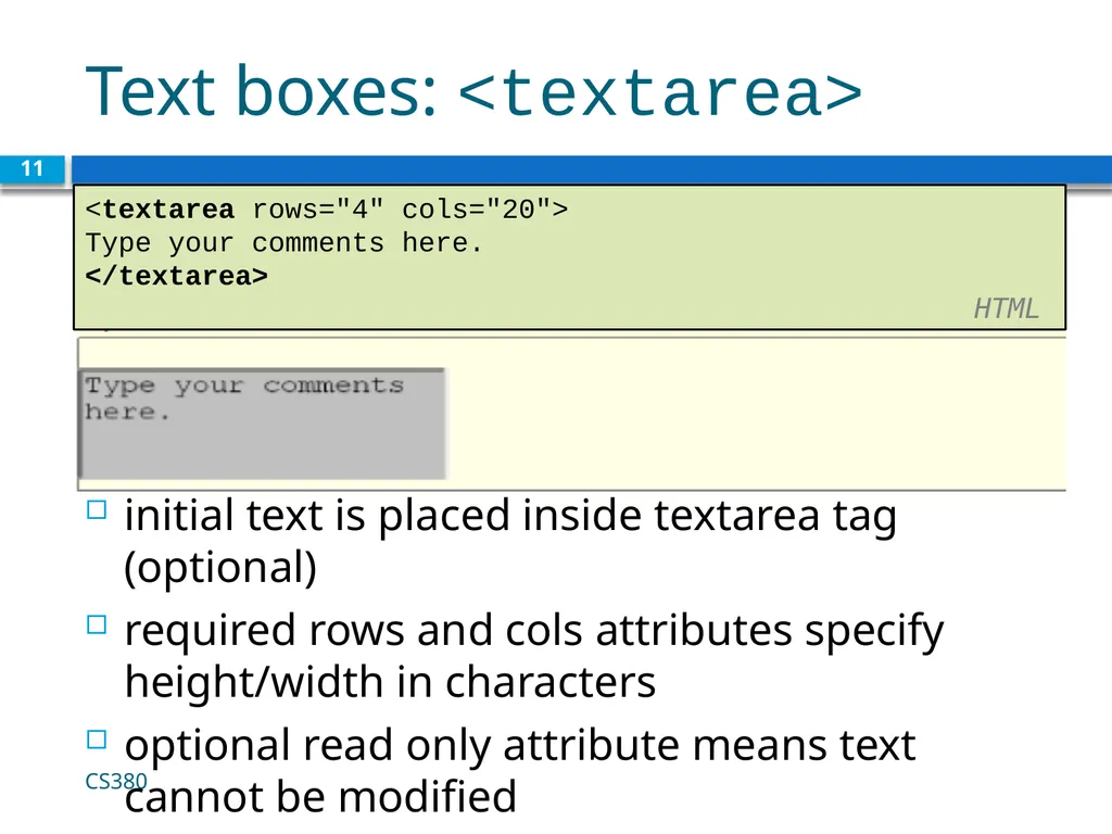 Form Basics CS380 1 Web Data Most interesting web - slide 11 of 17