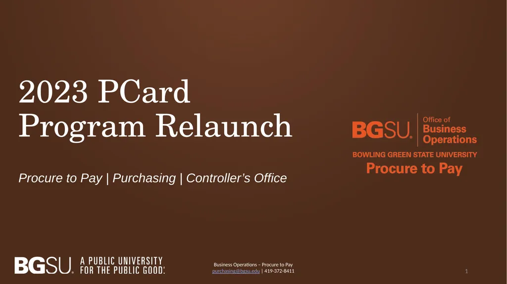 2023 PCard Program Relaunch Procure to Pay | - slide 1 of 26