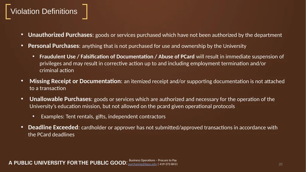 2023 PCard Program Relaunch Procure to Pay | - slide 20 of 26