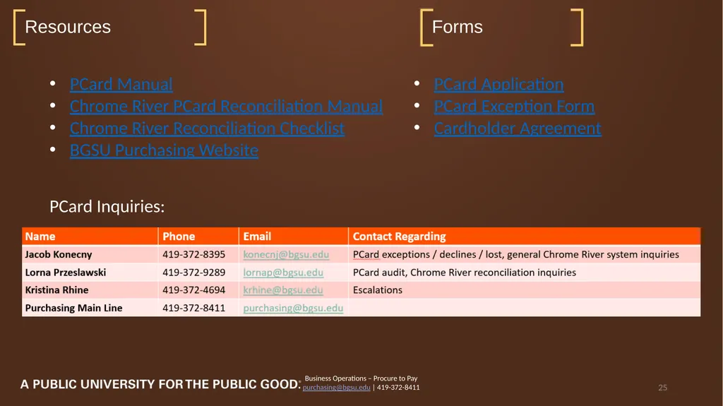 2023 PCard Program Relaunch Procure to Pay | - slide 25 of 26