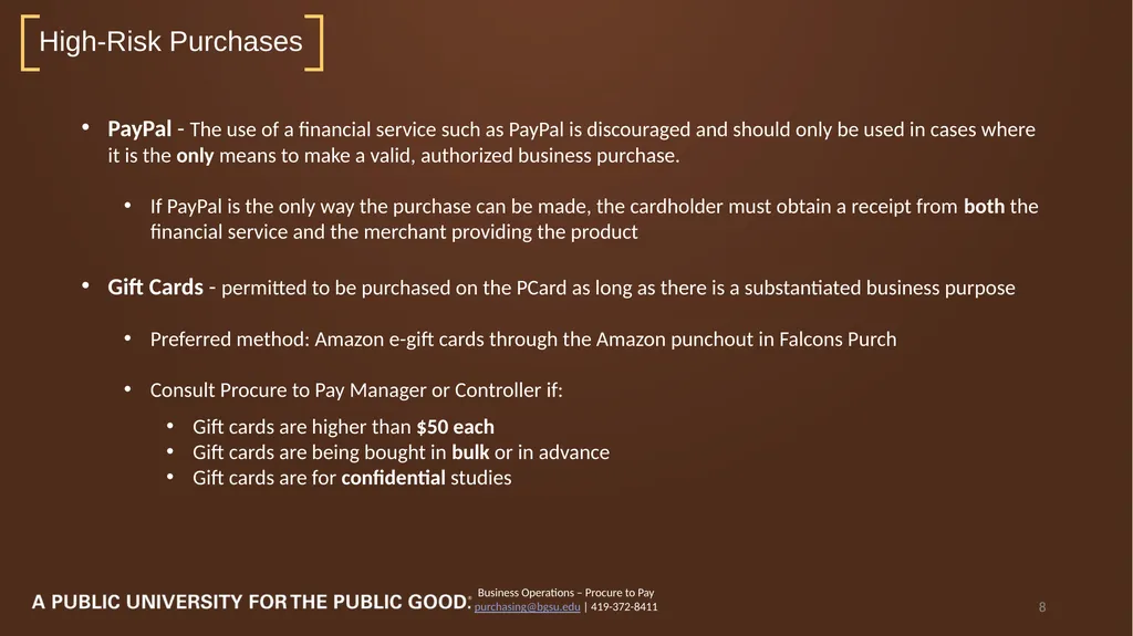 2023 PCard Program Relaunch Procure to Pay | - slide 8 of 26