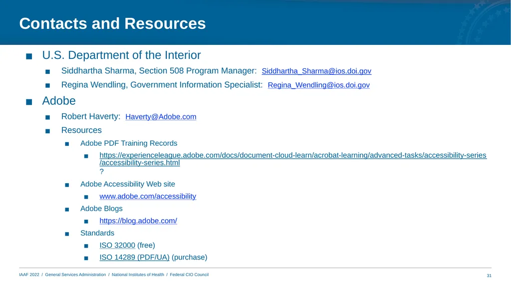 Annual Interagency Accessibility Forum Unlocking - slide 31 of 31