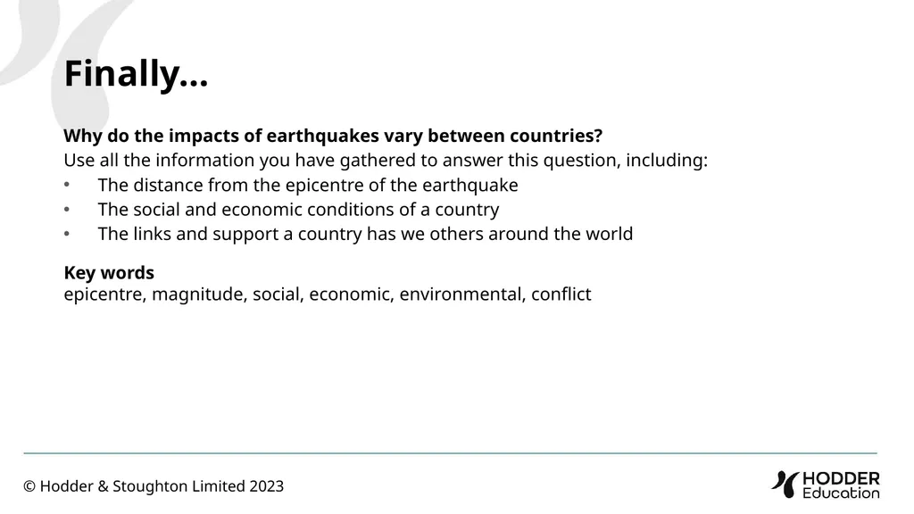 Why do the impacts of earthquakes vary between - slide 7 of 7