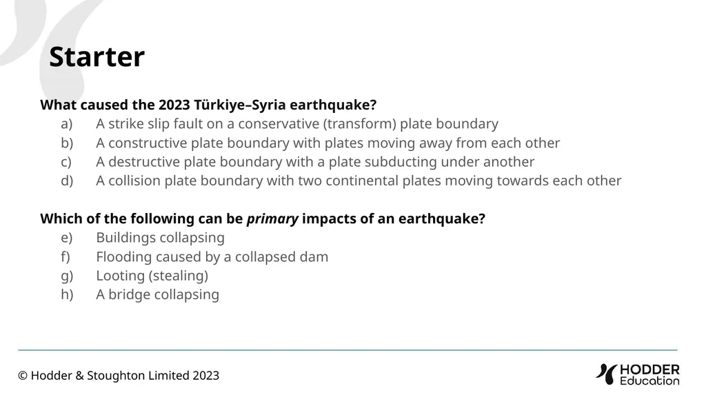 Why do the impacts of earthquakes vary between - slide 2 of 7