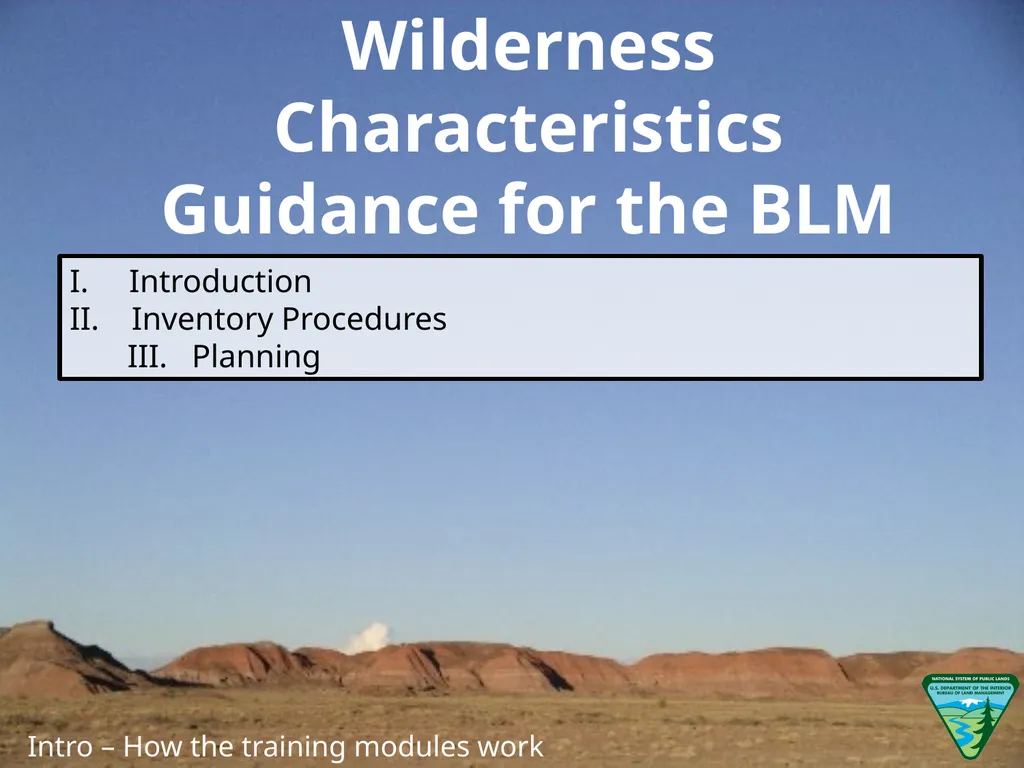 Wilderness Characteristics Guidance for the BLM - slide 2 of 7