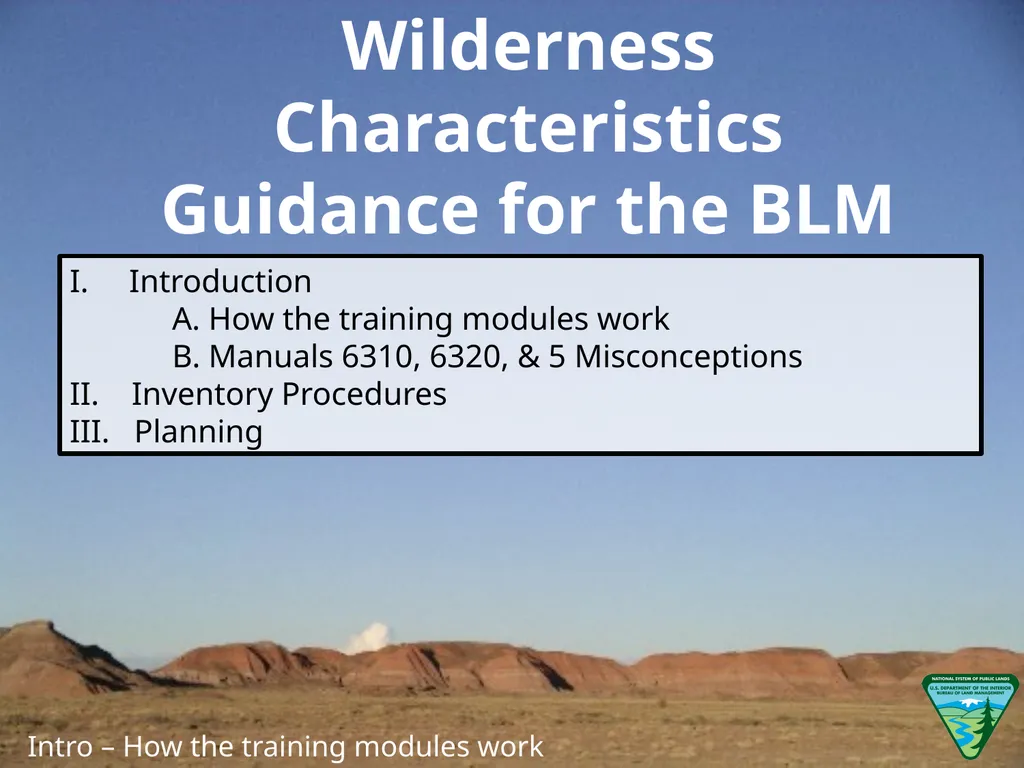 Wilderness Characteristics Guidance for the BLM - slide 3 of 7