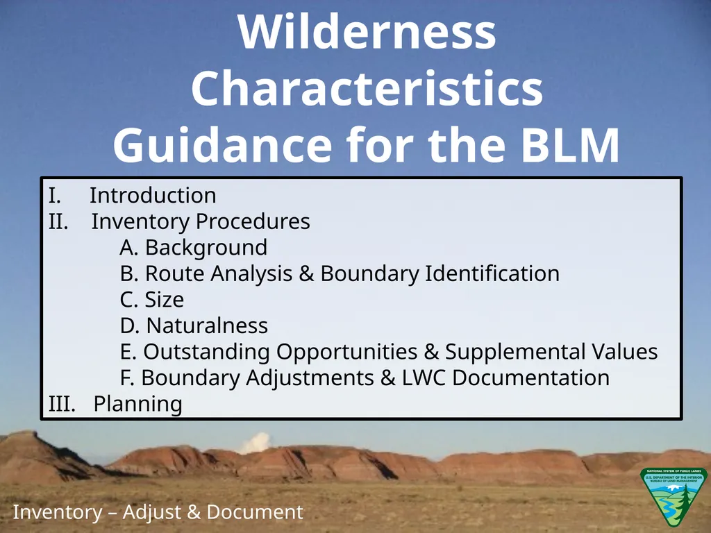 Wilderness Characteristics Guidance for the BLM - slide 4 of 7