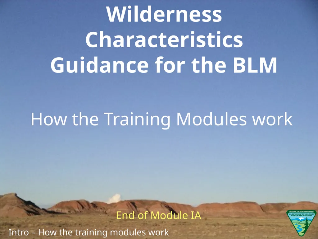 Wilderness Characteristics Guidance for the BLM - slide 7 of 7