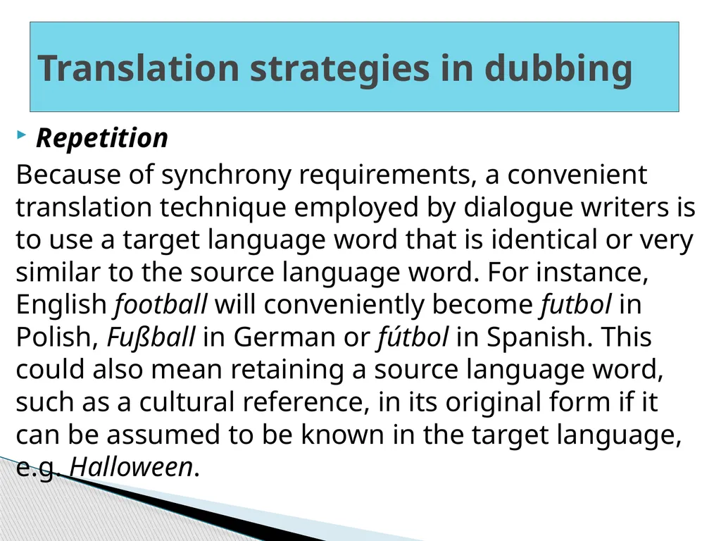 Translation Strategies of Dubbing Lect. Dr. Jalil - slide 8 of 17