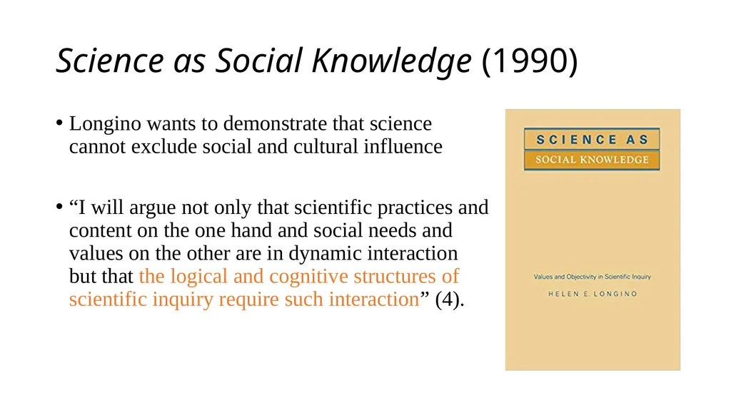 “Research on Sex Differences” Helen Longino - slide 2 of 21