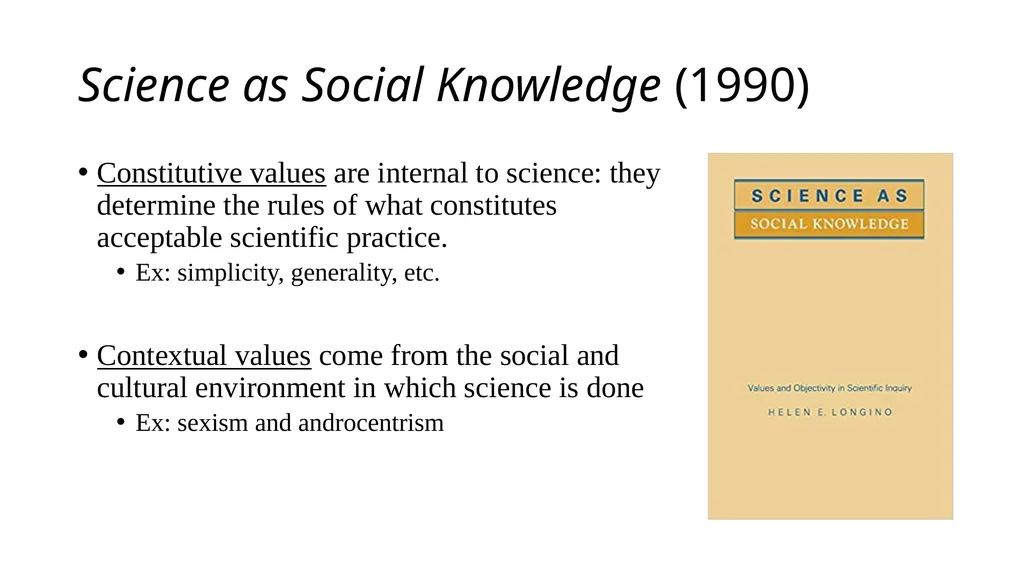 “Research on Sex Differences” Helen Longino - slide 3 of 21