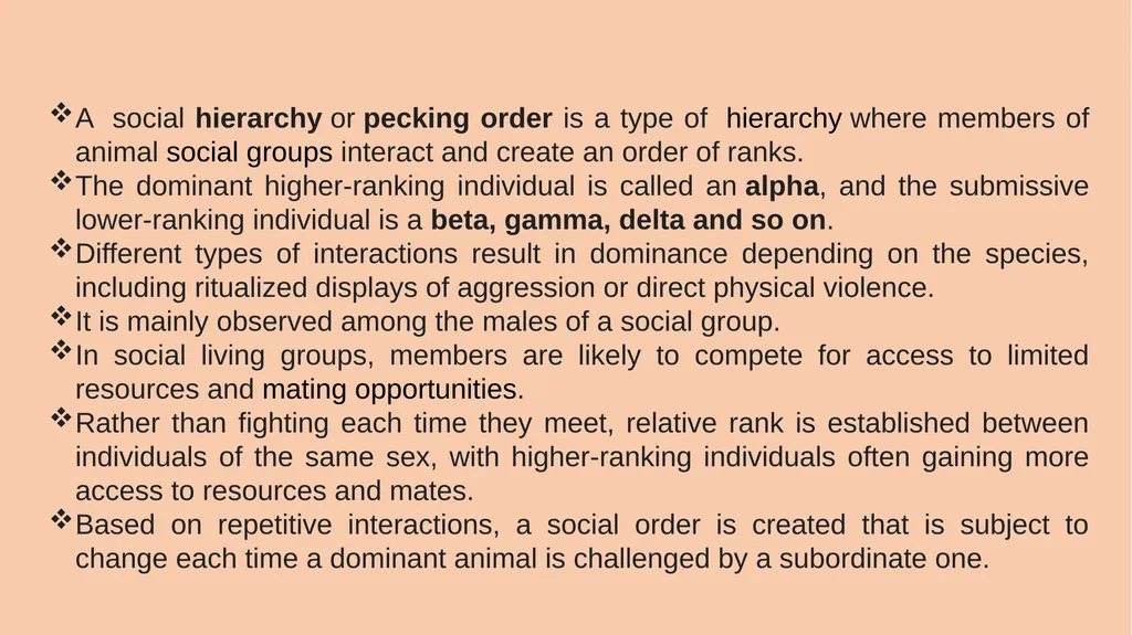 Animal Behaviour-Lecture 5 Social Hierarchy - slide 3 of 10