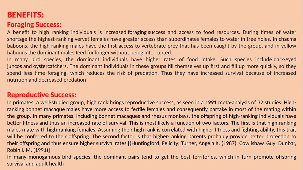 Animal Behaviour-Lecture 5 Social Hierarchy - slide 5 of 10
