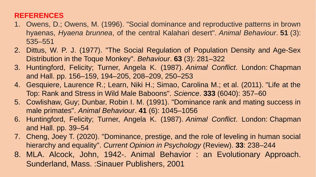Animal Behaviour-Lecture 5 Social Hierarchy - slide 10 of 10