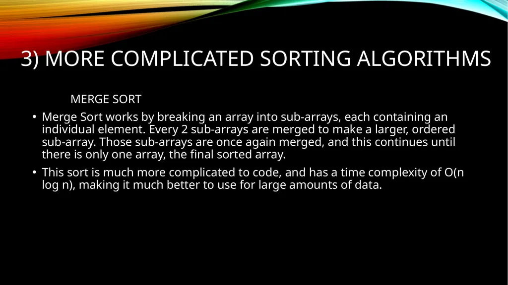 SORTING OVERVIEW 1) Why do we need sorting - slide 9 of 17