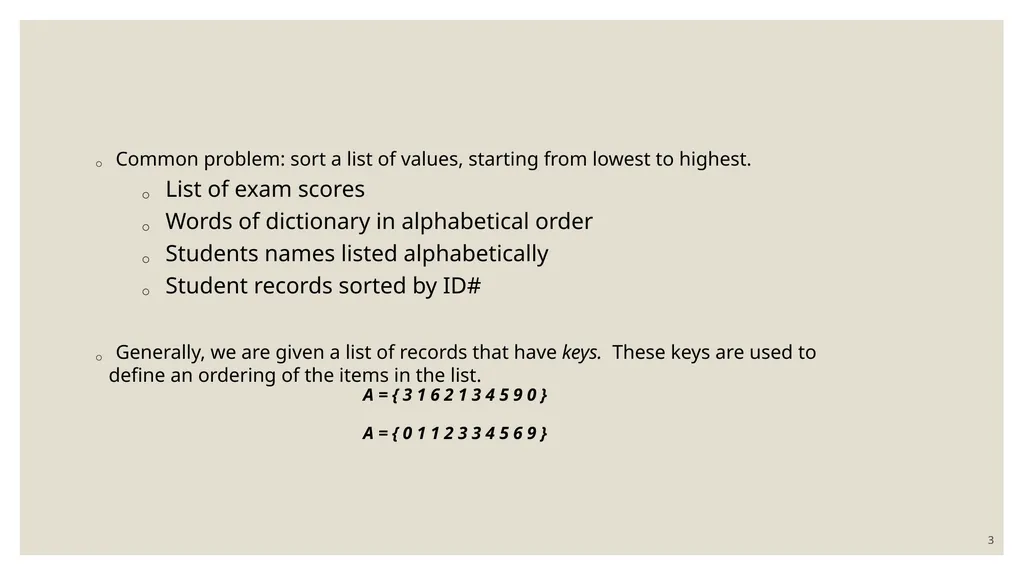 Sorting algorithms King Saud University College of - slide 3 of 15