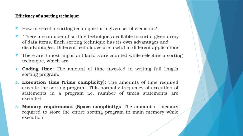 BCAC 232: Data Structures SORTING Sorting is - slide 4 of 12