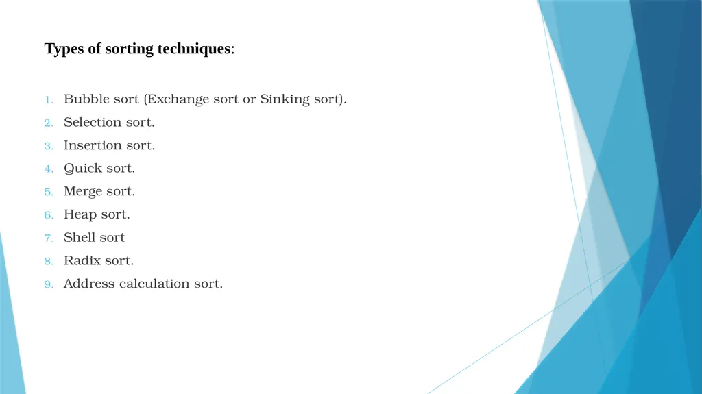 BCAC 232: Data Structures SORTING Sorting is - slide 3 of 12