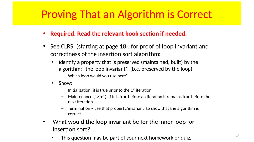Sorting Algorithms Properties Insertion Sort - slide 17 of 34