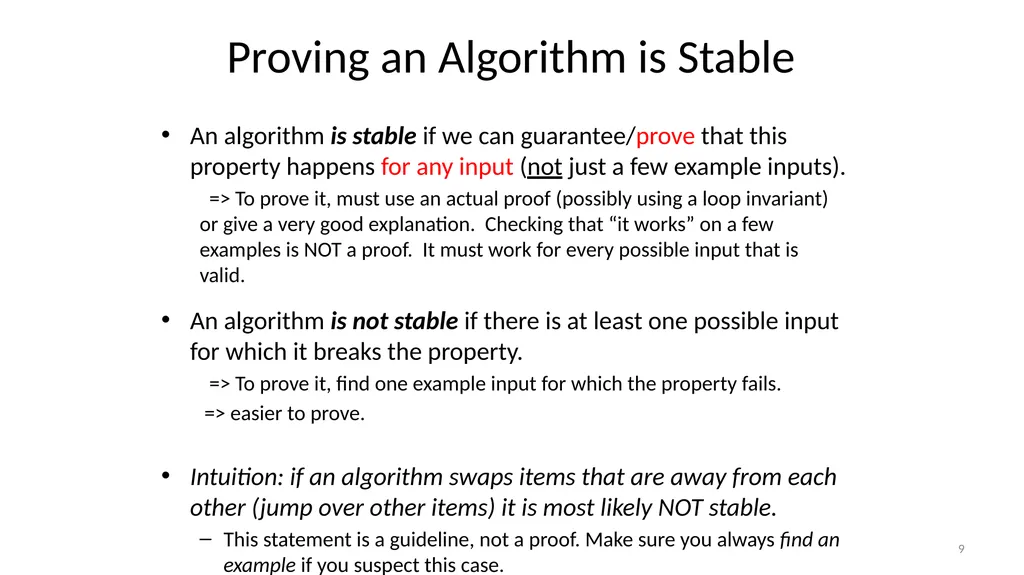 Sorting Algorithms Properties Insertion Sort - slide 9 of 34