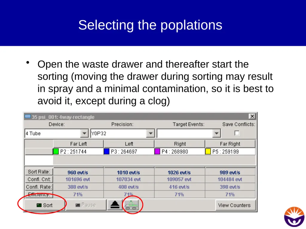 Setting up for sorting Prepare the instrument Sort - slide 33 of 34
