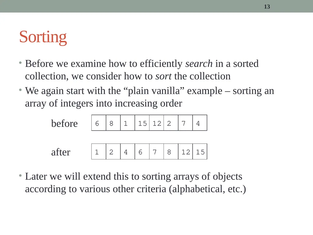algorithms (SORTING) CITS1001 Listen to the sound - slide 13 of 67
