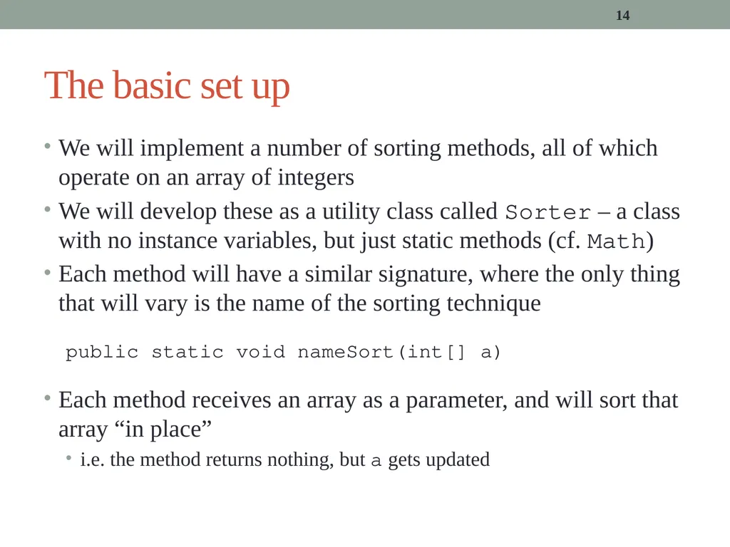 algorithms (SORTING) CITS1001 Listen to the sound - slide 14 of 67