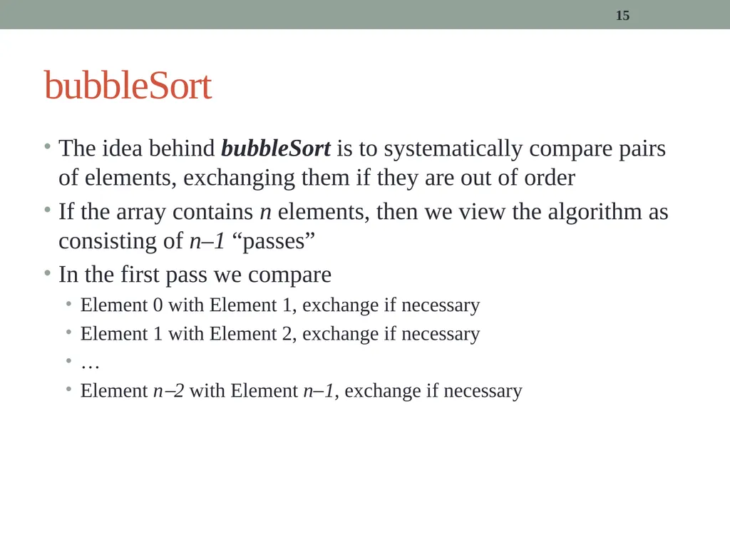 algorithms (SORTING) CITS1001 Listen to the sound - slide 15 of 67