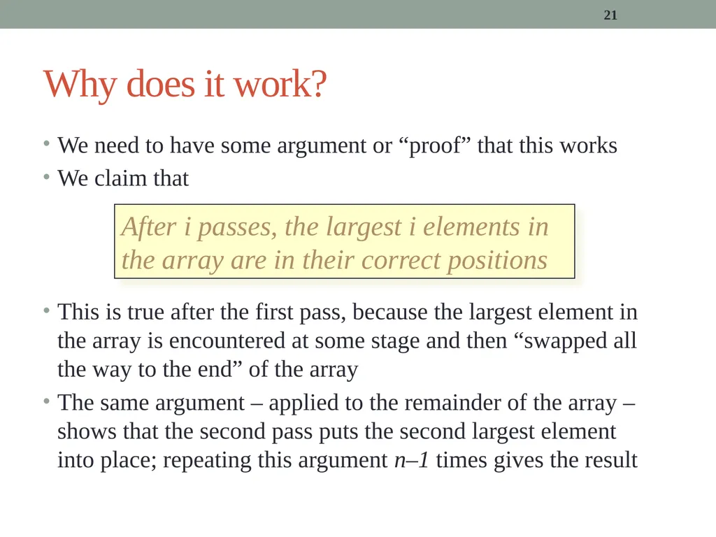 algorithms (SORTING) CITS1001 Listen to the sound - slide 21 of 67