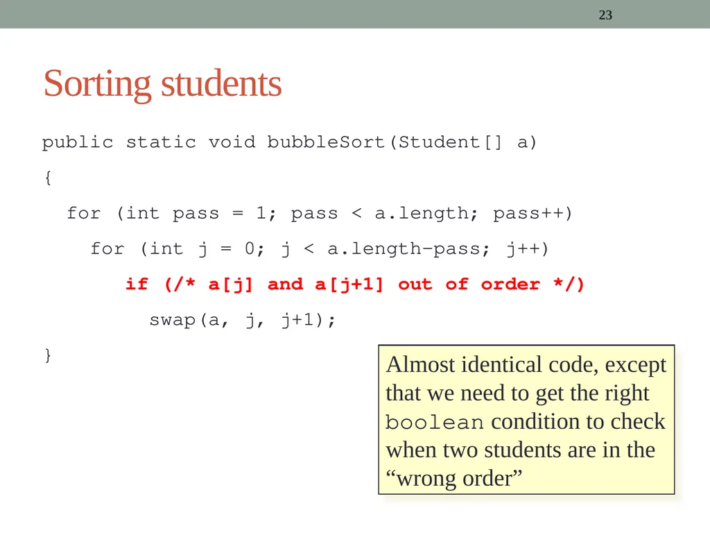 algorithms (SORTING) CITS1001 Listen to the sound - slide 23 of 67