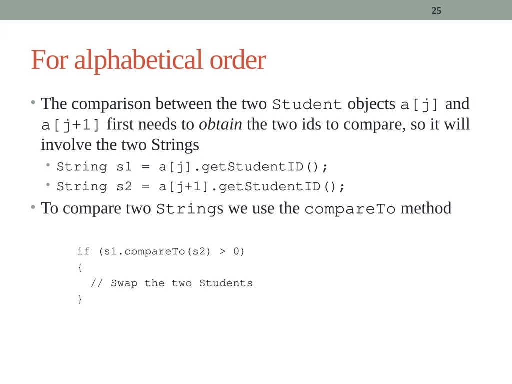 algorithms (SORTING) CITS1001 Listen to the sound - slide 25 of 67