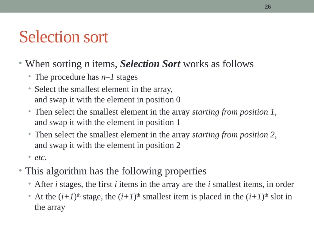 algorithms (SORTING) CITS1001 Listen to the sound - slide 26 of 67