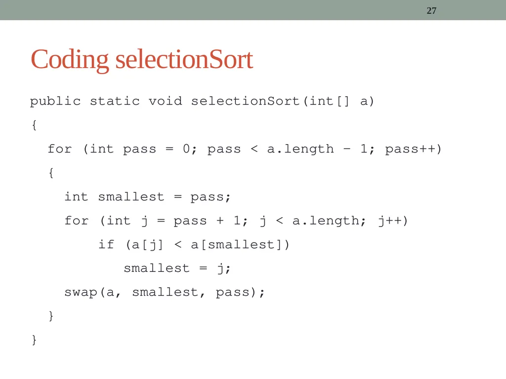 algorithms (SORTING) CITS1001 Listen to the sound - slide 27 of 67