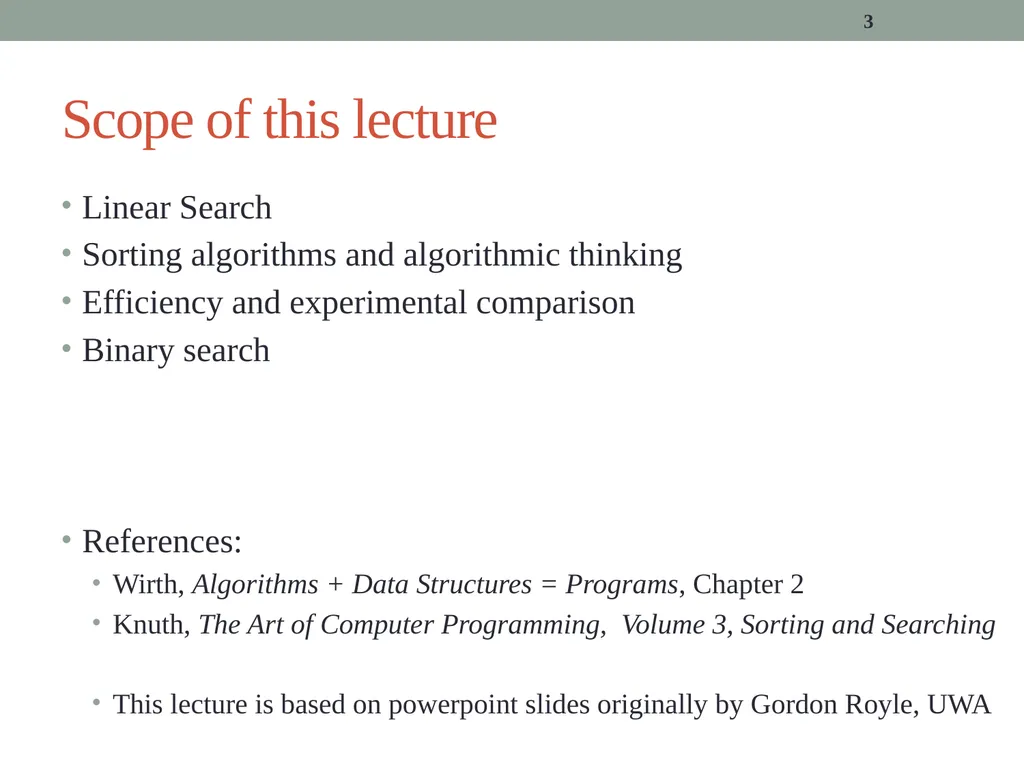 algorithms (SORTING) CITS1001 Listen to the sound - slide 3 of 67