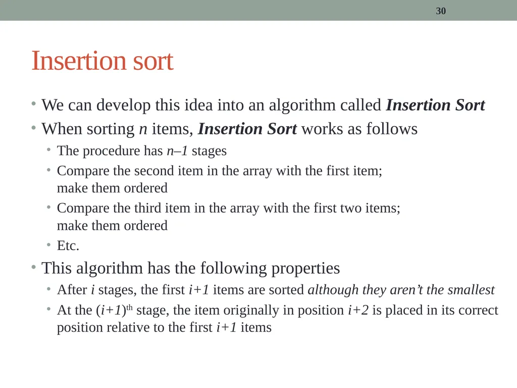 algorithms (SORTING) CITS1001 Listen to the sound - slide 30 of 67