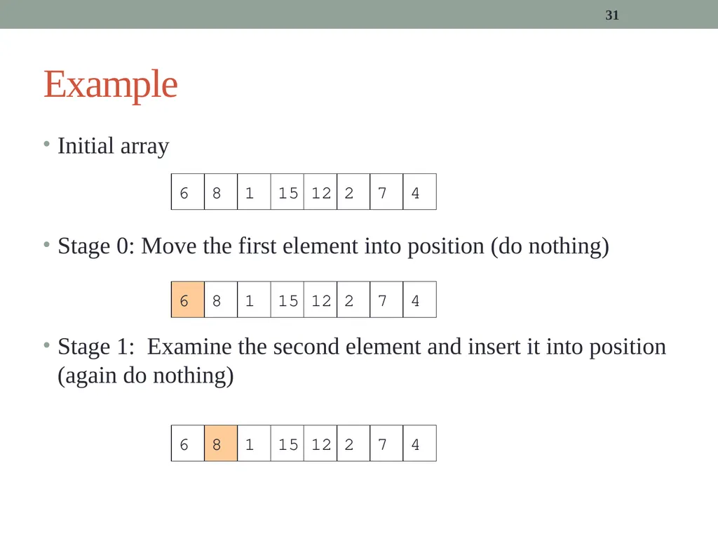 algorithms (SORTING) CITS1001 Listen to the sound - slide 31 of 67
