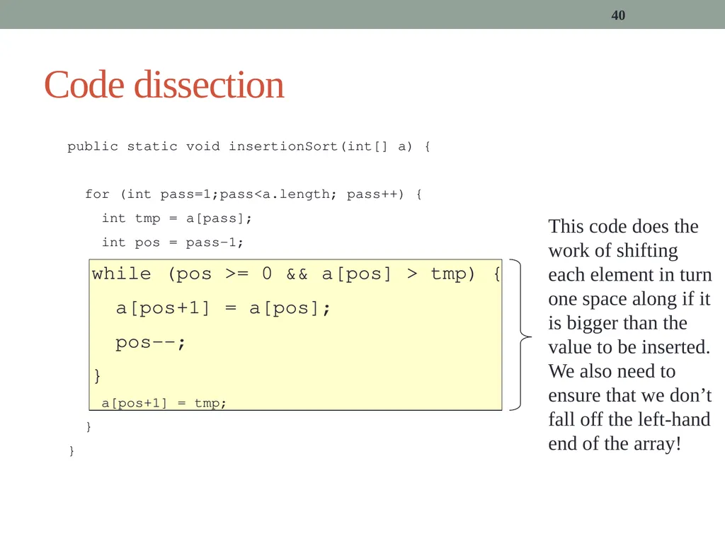 algorithms (SORTING) CITS1001 Listen to the sound - slide 40 of 67