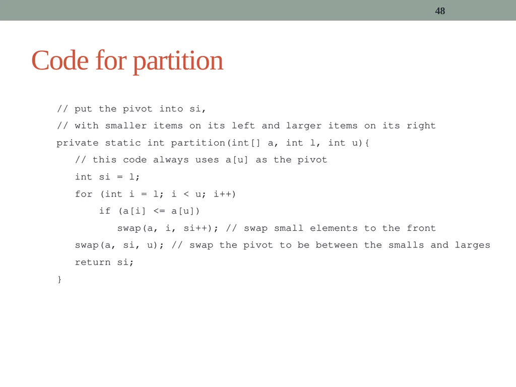 algorithms (SORTING) CITS1001 Listen to the sound - slide 48 of 67